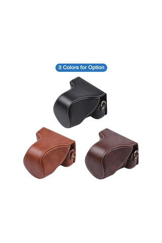 Gajeena Kahverengi Klasik Pu Deri Kamera Çantası, Canon Eos M100 İçin Omuz Kayışıyla