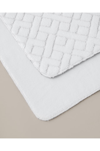English Home Gridline Kaydırmaz Taban Banyo Paspası Seti 60x100 Cm + 50x60 Cm Beyaz