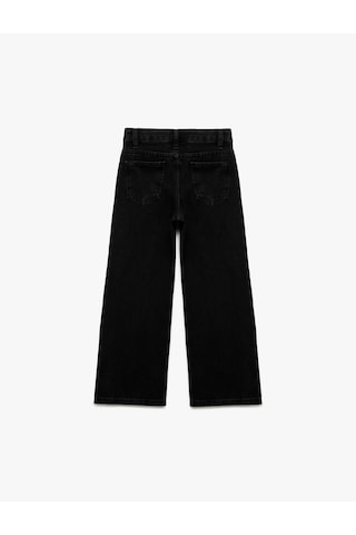 Koton Pamuklu Loose Fit Geniş Paça Denim Pantolon Siyah 7wkg40005ad