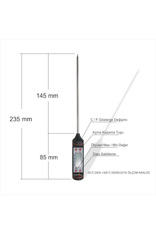 Uzun Et Süt Biftek Bonfile Patates Sıcaklık Termometresi Ölçer