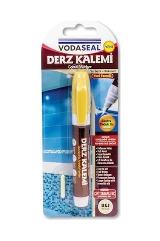 Vodaseal Çift Uçlu Su Bazlı Kokusuz Kalıcı Derz Kalemi Bej