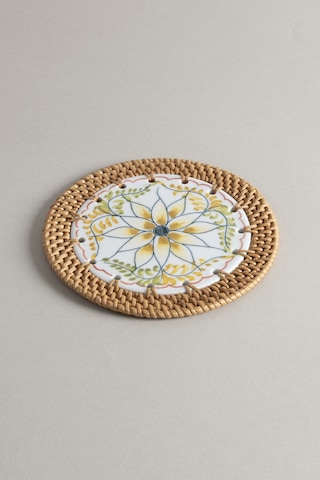 Meander Doğal Rattan El Yapımı Çerçeveli 16 Cm. Turuncu Çiçek Des Naturel