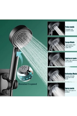 Banyo Keyfi İçin 5 Kademeli Siyah Duş Başlığı Diğer