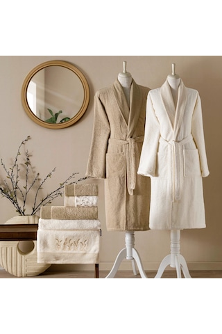 Taç Sway Pure Cotton Pamuk Aile Seti Krem-kum Krem