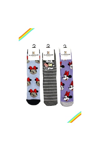 Kardeşler Çorap Unisex Renkli Karikatür Desenli Soket Uzun Çoraplar 3'lü Paket Çok Renkli - 252585080 Çok Renkli