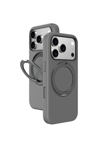 Apple Uyumlu iPhone 17 Pro Max Amazingthing Cloudie Magspin 360 Derece Standlı M-safe Kılıf Gri Gri