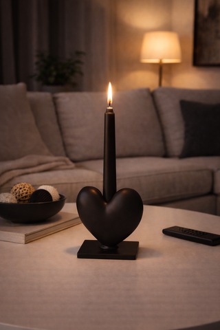 Dekoratif Kalpli Şamdan Romantik Mumluk Siyah