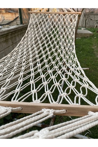 Tek Kişilik Çift Örgülü Makrome Pamuk Hamak Salıncak 95x220 Cm