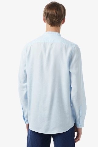 Lacoste Men's Regular Fit Button-down Collar Linen Shirt Erkek Düğmeli Hakim Yaka Keten Gömlek Mavi