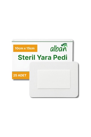 Steril Yara Pedi, Nonwowen 10cmx15cm Pansuman Yara Örtüsü, Steril Tekli Paketlerde 25li Kutuda