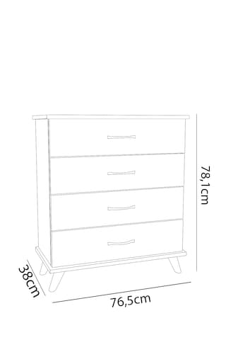 Ae-1047 Artemis Beyaz Şifonyer 4 Çekmeceli