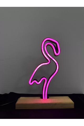Flamingo Figürlü Pembe Neon Gece Lambası Çok Renkli
