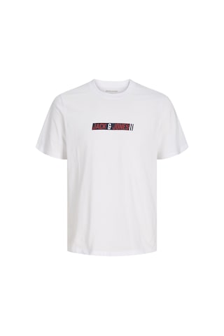 Jack & Jones Erkek Gögüs Baskili Bisiklet Yaka Tisört - Munk - 12298430 Beyaz