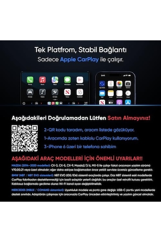 Minesk Drive-fi Mini Apple iPhone Uyumlu İçin Kablosuz Carplay Adaptörü/mobil Uygulama Desteği / 0.5 Saniye Düşük Gecikme/otomatik Bağlantı/arm - Cortex A7 İşlemci/otomatik Araç Tanıma