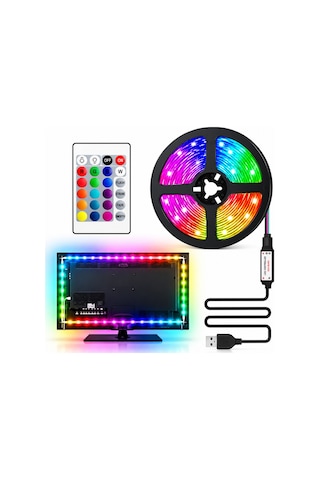 Cata Ct-4566 Rgb Şerit Led Set 3 Metre Usb Girişli Uzaktan Kumandalı Tv Arkası Aydınlatma Çok Renkli