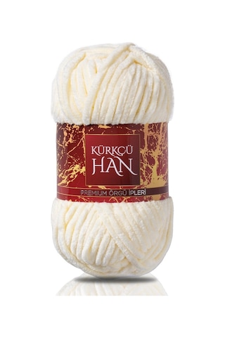 Kürkçü Han Kadife 100 G 95 M Örgü İpi Khkad Krem
