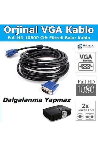 Bilgisayar Monitör Laptop Projeksiyon Cihazı Görüntü Kablosu 10Mt