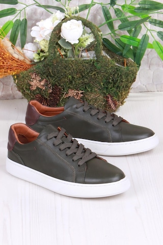 Mehmet Mete 2082 Tkn Rahat Esnek Hakiki Deri Sneaker Erkek Ayakkabı Haki