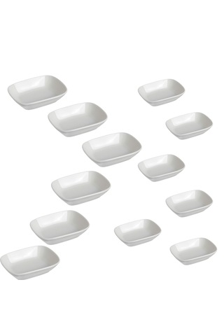 Gürallar Porselen 6+6 Ad 12 Ve 14 Cm Kare Kayık Kahvaltılık Mezelik Çerezlik 12 Parça Beyaz
