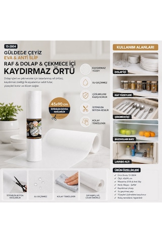 Güldede Çeyiz Raf Ve Dolap Ve Çekmece İçi Kaydırmaz 45x90cm Anti Slip Eva - 12'li Paket Diğer