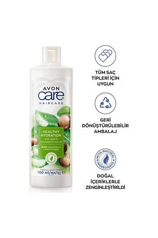 Avon Care Aloe Vera ve Makademya Fındığı Yağı Şampuan ve Saç Bakım Kremi 700 ML