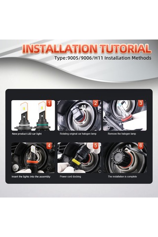 Reedark H7 Tipi 50w 8000lm 6000k Led Araç Farları, Ip68 Su Geçirmez, 200m Işık Mesafesi, Çift Paket