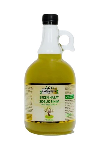 Dalgıçoğlu Soğuk Sıkım Erken Hasat Zeytinyağı Filtresiz Cam Yağdanlık 1 L