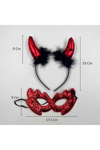 Hallowen-cadılar Bayramı Kırmızı Saten Taç Gözlük Maske Şeytan Boynuzu Korku Temalı Taç Gözlük Diğer