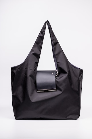 Fabric Craft Bag Omuz Çantası Siyah 50x60 Cm Katlanabilir Büyük Boy Paraşüt Kumaş Hafif Günlük Tote Siyah - Mavi