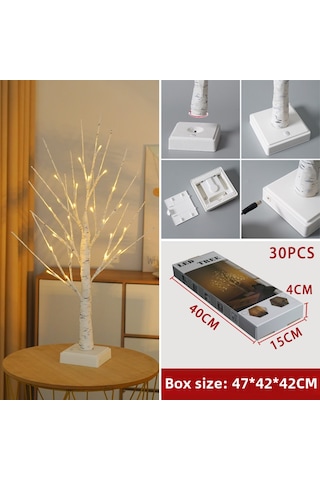 Youmex 60cm Yükseklikli 24 Led Işıkli Beyaz Meşe Ağaç Lambası, Zamanlama Fonksiyonu 6 Saat Açık/18 Saat Kapalı İle Noel, Parti Ve İç Mekan Dekorasyonu, Çıkartılabilir Taban, Sıcak Işık Diğer