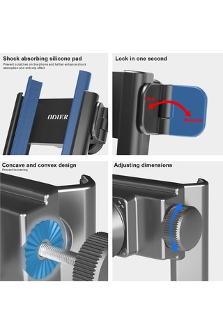 Odier Bisiklet Telefon Tutacağı Çabuk Açılan Kilitleme Tek Siyah