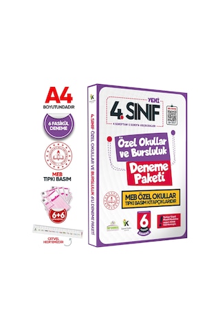 4.Sınıf Özel Okullar ve Bursluluk Hazırlık MEB Tıpkı Basım Deneme 6lı Fasikül SETİ
