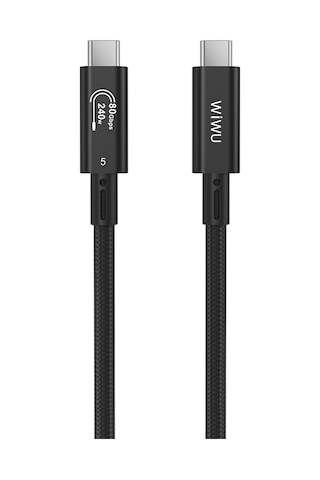 Wiwu Wi-c102 Type-c To Type-c Thunderbolt 5 Kablo 16k Ultra Hd 240w 180cm Siyah