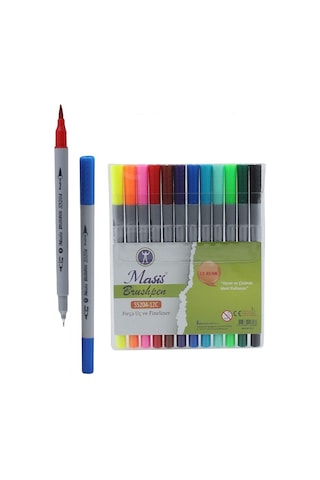 Masis Fineliner Brushpen.Fırça Uç Pvc 12 Renk S5204-12C