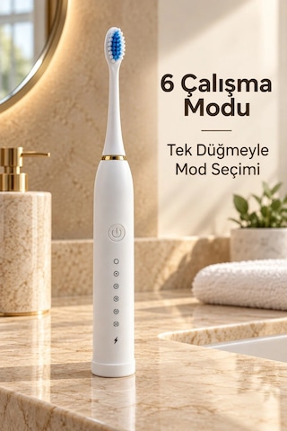 Ers- Şarjlı Elektrikli Diş Fırçası Beyaz 6 Modlu 50488078