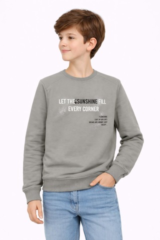Baglan Erkek Çocuk Önü Arkası Baskılı Sweatshirt Bgl-st05231 Gri