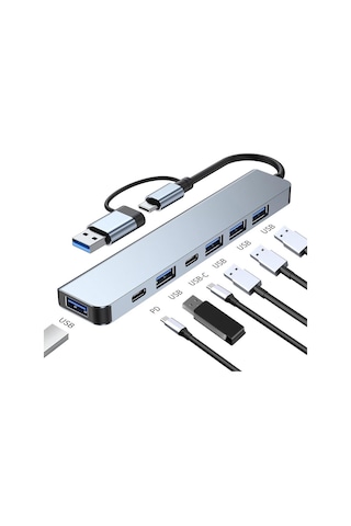Apera GN-33 Multiport Type C ve USB Girişli 7 in 1 Adaptör Hub Ço