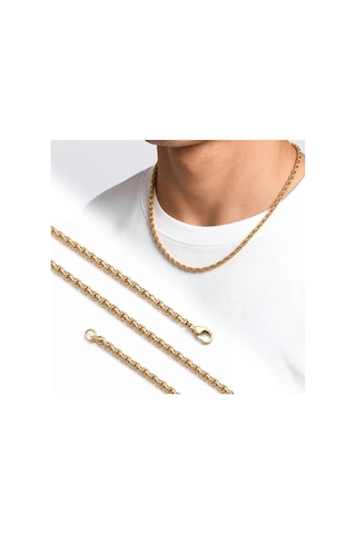 Moncuk Design Hasır Örgü Erkek Çelik Kolye 4mm 55cm Gold 3351eck035 Sarı Moncuk Design Hasır Örgü Erkek Çelik Kolye 4mm 55cm Gold 3351eck035 Sarı
