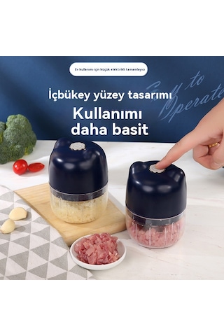 Aurora Elektrikli Ev Tipi Mini Kıyma Makamı, Küçük Pişme Makamı, Sarımsak Püresi Mavi