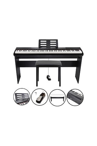 Jwin Sapphire Sdp-110 Çekiç Aksiyonlu 88 Tuşlu Dijital Piyano + Tabure - Siyah