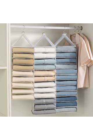 Dancemonkey Cbtx 12 Raflı Asma Depolama Organizatörü - Yeşil, Pvc Elbise Dolabı Rafları İçin 140l