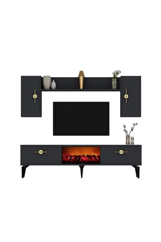 Zennit Şömineli Tv Ünitesi Takımı Antrasit-antrasit