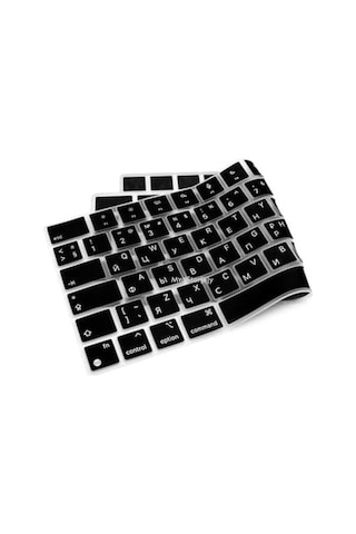 Macbook Uyumlu Rusça Klavye Koruyucu Uk Iso Ters L Enter M1-m5 A2681 A3113 A3240 A3449 A2941 A3241 A2442 A2779 A2992 A2485 A2991 Russian Keyboard Cover Touch Id Siyah