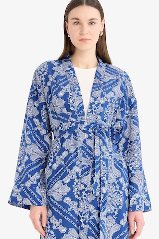 Defacto Relax Fit Bisiklet Yaka Desenli Viskon Kimono E7262ax25smbe399 Mavi