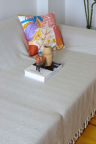 Kolları Örten Gri Battal Boy Koltuk, Çekyat Örtüsü 180x300 Cm Gri