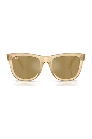 Ray-ban Rbr 0502s 68215a 50 Wayfarer Reverse Aynalı Unisex Kare Şeffaf Sarı Kemik Güneş Gözlüğü Sarı