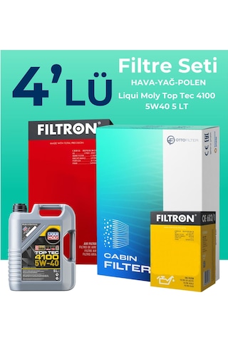 Filtron Renault Megane 1.2 Benzin Tce Filtre Bakım Seti Liqui Moly Motor Yağlı (2016-2019) 4 Lü -