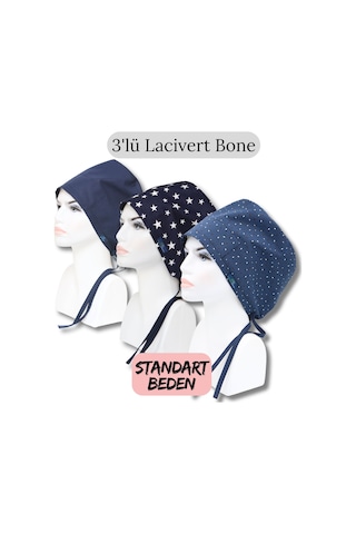 Standart Beden 3lü Lacivert Bone Lacivert Tek Renk Lacivert Büyük Yıldızlar Koyu Lacivert Yapraklar Renkli