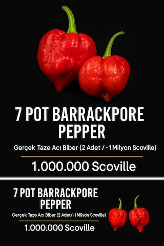 7 Pot Barrackpore Pepper 1 / 1 Milyon Scoville - Gerçek Taze Acı Biber