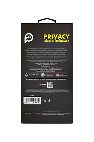 Piili Apple iPhone Uyumlu 15 Pro Max Hayalet Privacy Ekran Koruyucu